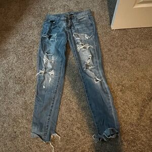 Distressed Blue Jeans